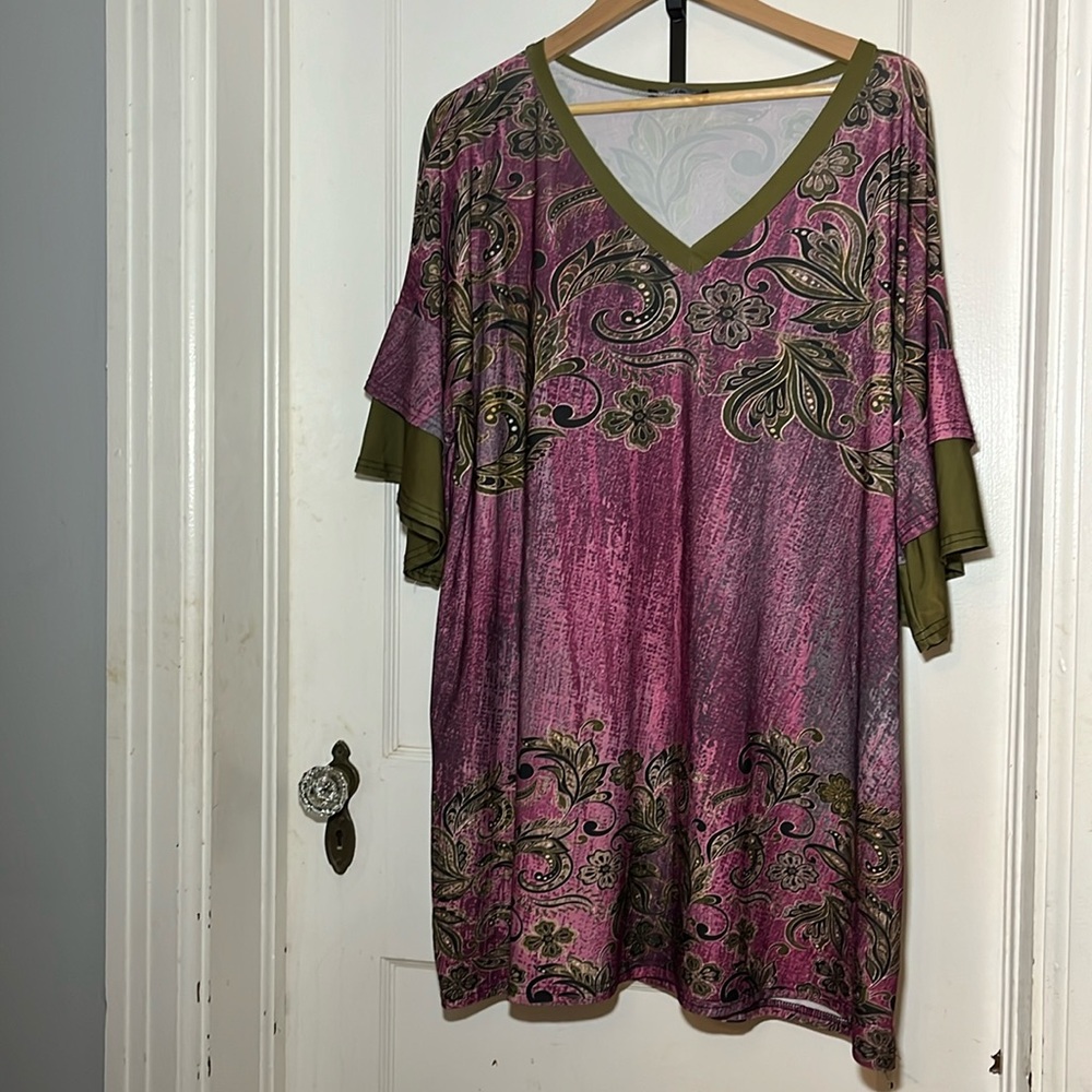Lily by Firmiana Tunic 3XL Green/Pink/Purple/Black 95 % Polyester 5%Spandex